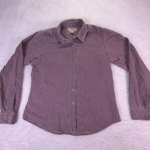 Eddie Bauer Womens M Corduroy Long Sleeve Shirt Snap Buttons - Lavender/Purple